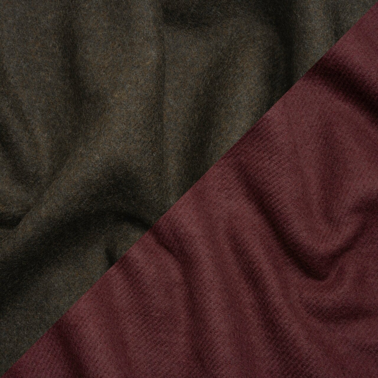 1 Yard Italian Maroon and Brown Wool Blend Double Cloth Twill